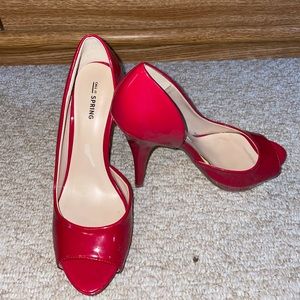 Red Peep Toe Pumps - Call It Spring